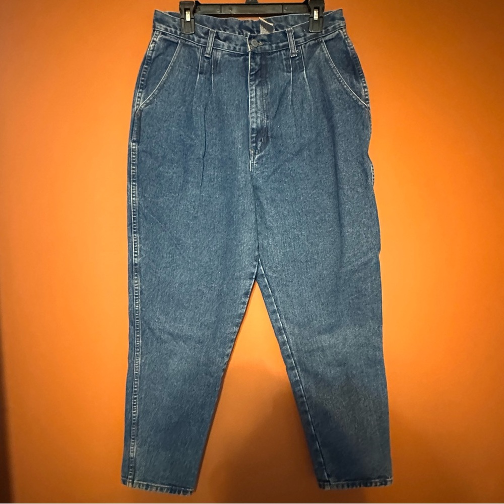 Vintage Bill Blass women’s high waist pleated blue jeans